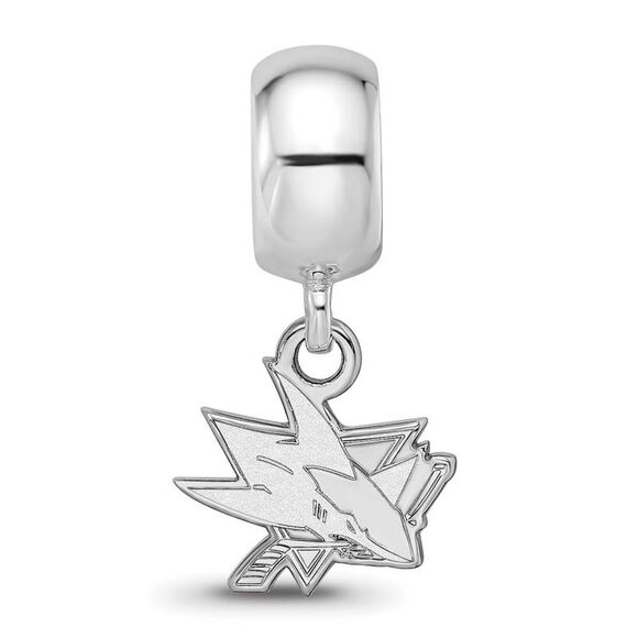 Sterling Silver Rhodium Plated NHL San Jose Sharks XS Dangle Bead - Picture 2 of 6